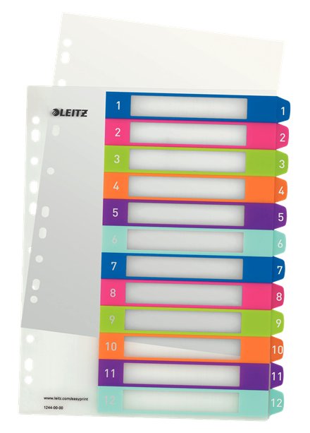 EAN 4002432100323 - Esselte 1244-00-00 Separador numérico con pestaña Polipropileno (PP) Multicolor imagen 3