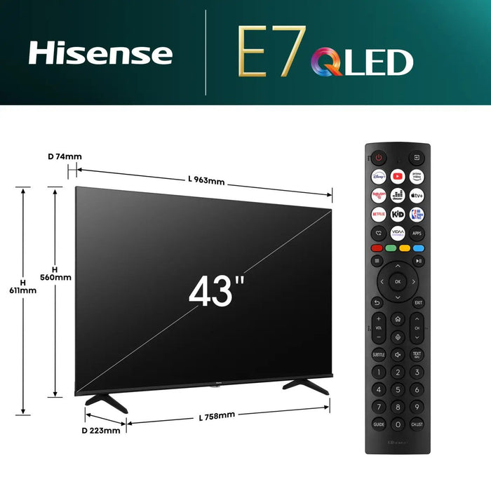 EAN 6942351402338 - Hisense 43E77NQ 109,2 cm (43") 4K Ultra HD Smart TV Wifi Negro 275 cd / m² imagen 2