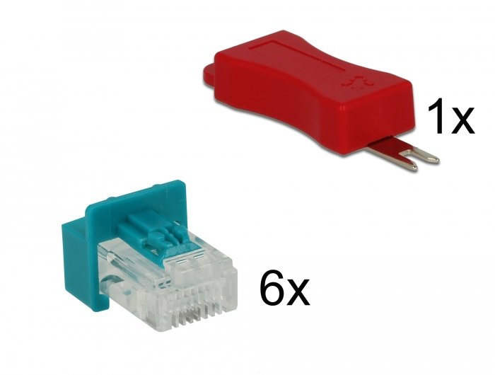 EAN 4043619864256 - DeLOCK 86425 bloqueador de puerto Llave de bloqueador de puerto RJ-45 Rojo 6 pieza(s) imagen 3