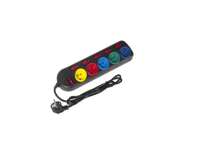 EAN 5902211112464 - Maclean MCE204M base múltiple 1,5 m 5 salidas AC Interior Negro, Multicolor imagen 3