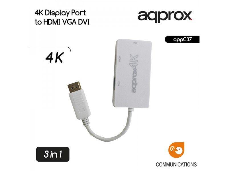 EAN 8435099522935 - Approx appC37 DisplayPort VGA + HDMI + DVI Blanco imagen 5