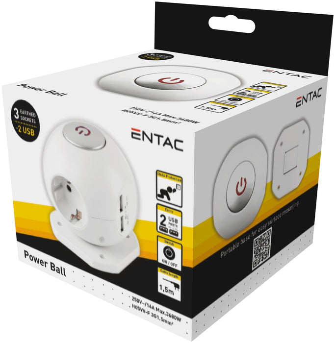 EAN 5999097979328 - Entac ESC1.5G3-USB-GLOBE base múltiple 1,5 m 3 salidas AC Interior Blanco imagen 7