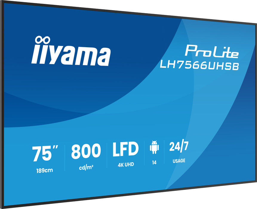 EAN 4948570128242 - iiyama LH7566UHSB-B1AG pantalla de señalización Pantalla plana para señalización digital 190,5 cm (75") L imagen 3