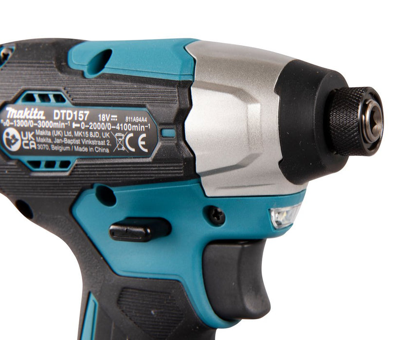 EAN 0088381738576 - Makita DTD157Z atornilladora de impacto con batería 1/4" 3000 RPM 140 Nm Negro, Verde 18 V imagen 13
