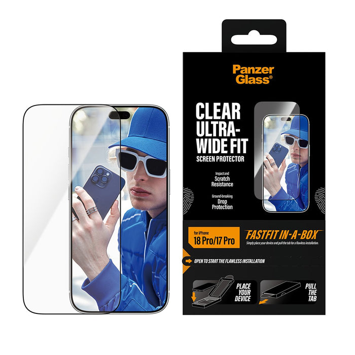 EAN 5715685043550 - PanzerGlass ® Screen Protector iPhone 2026 Pro | 17 Pro | Ultra-Wide Fit w. FASTFIT IN-A-BOX Protector de imagen 2