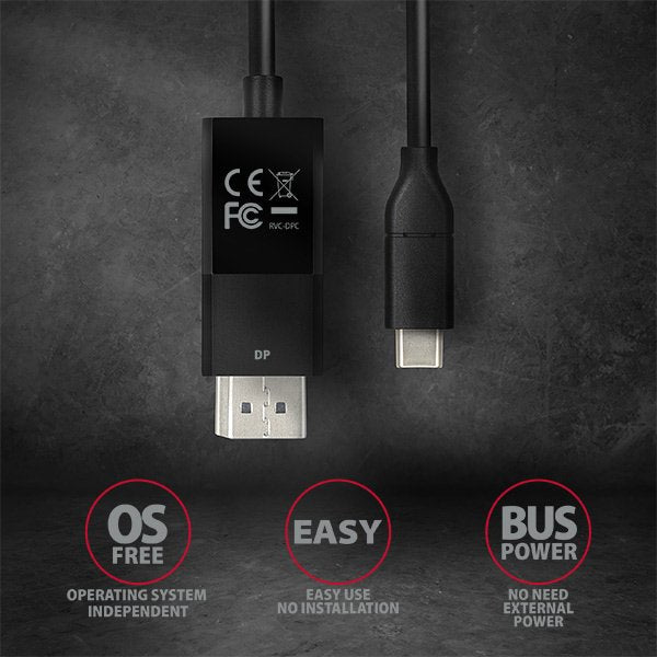 EAN 8595247905314 - Axagon RVC-DPC adaptador de cable de vídeo 1,8 m USB Tipo C DisplayPort Negro imagen 5