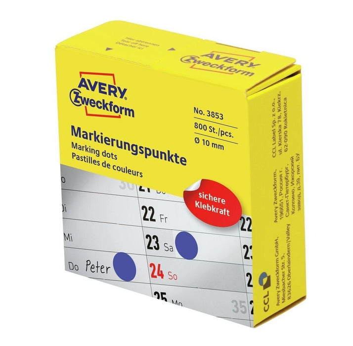 EAN 4004182038536 - Avery 3853 etiqueta autoadhesiva Alrededor Permanente Azul 800 pieza(s) imagen 1