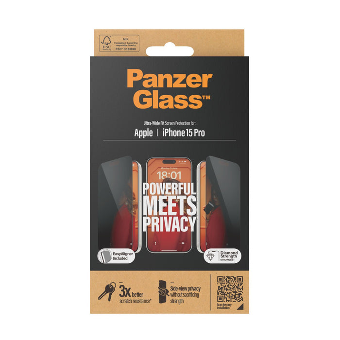EAN 5711724128103 - PanzerGlass ® Privacy Screen Protector iPhone 15 Pro | Ultra-Wide Fit w. EasyAligner Protector de pantall imagen 3