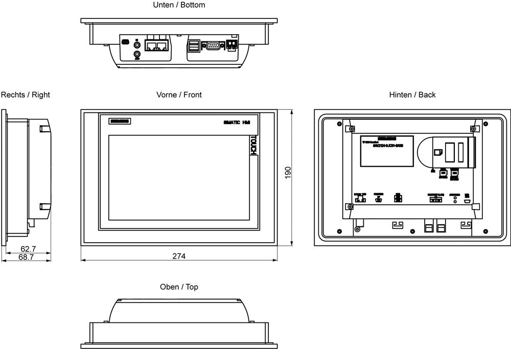 EAN 4025515079019 - Siemens 6AV2124-0JC01-0AX0 panel de control táctil 22,9 cm (9") 480 x 800 Pixeles imagen 3