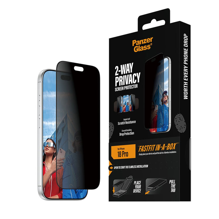 EAN 5715685043536 - PanzerGlass ® 2-Way Privacy Screen Protector iPhone 2026 Pro | Ultra-Wide Fit w. FASTFIT IN-A-BOX Protect imagen 7