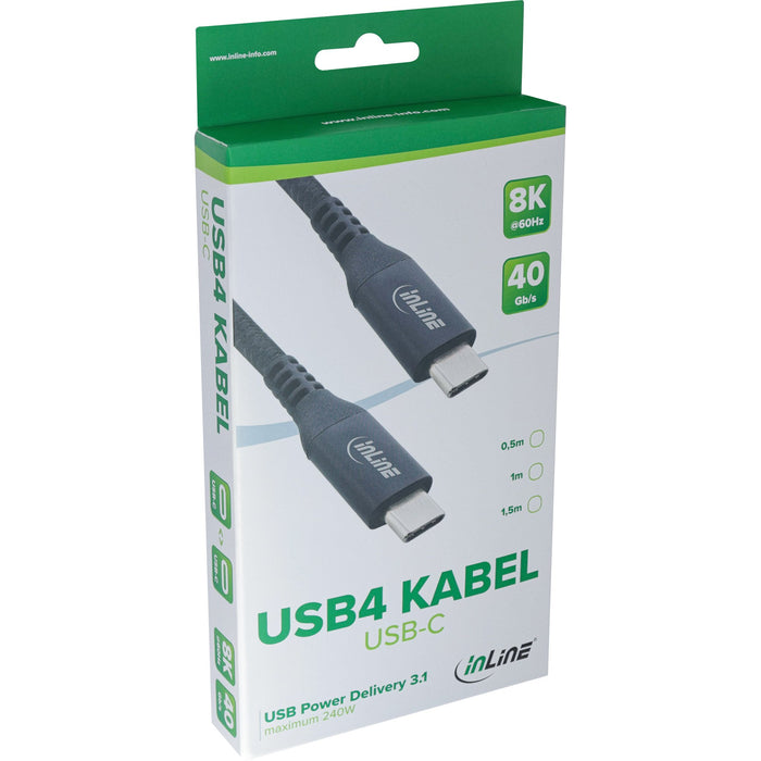 EAN 4043718302536 - InLine 35901A cable USB USB4 Gen 3x2 1 m USB C 40 Gbit/s 100 W Negro imagen 2