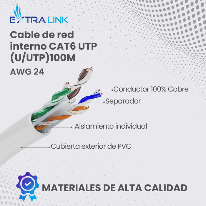 EAN 5903148919690 - Extralink CAT5E UTP (U/UTP) V2 INDOOR TWISTED PAIR 100M cable de red Gris U/UTP (UTP) imagen 5
