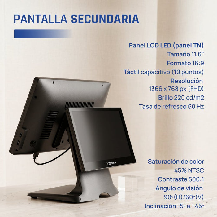 EAN 8435364320525 - iggual IGG320525 Terminal Punto Venta (TPV) 39,6 cm (15.6") 1920 x 1080 Pixeles Pantalla táctil Negro imagen 14