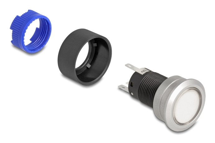 EAN 4043619220465 - DeLOCK 22046 interruptor eléctrico Interruptor pulsador Negro, Azul, Plata, Blanco imagen 3