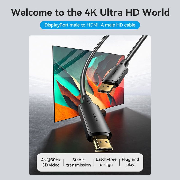 EAN 6922794775756 - Vention HFOBJ adaptador de cable de vídeo 5 m HDMI tipo A (Estándar) DisplayPort Negro imagen 2