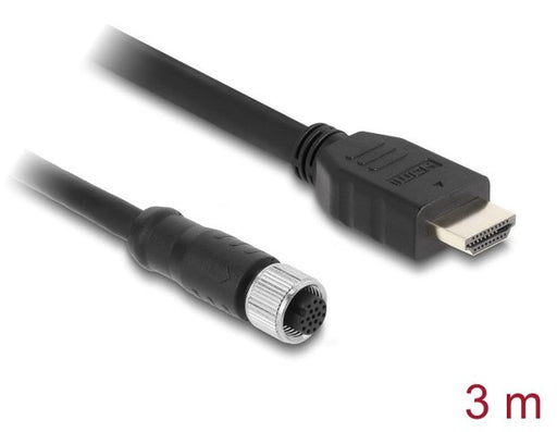 EAN 4043619812196 - DeLOCK 81219 cable para sensor y actuador 3 m M12 HDMI Negro imagen 2