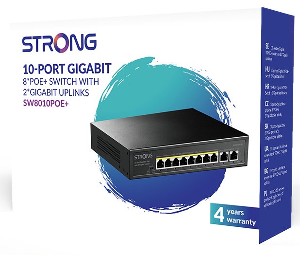 EAN 9120072379062 - Strong SW8010POE+ switch Gigabit Ethernet (10/100/1000) Energía sobre Ethernet (PoE) Escritorio Negro imagen 7