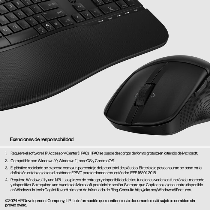 EAN 0197498230610 - HP 680 Comfort Dual-Mode Keyboard and Mouse Combo teclado Ratón incluido Hogar RF Wireless + Bluetooth Ne imagen 6