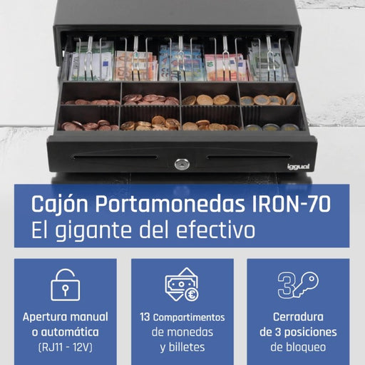 EAN 8435364317433 - iggual IRON-70 Cajón de efectivo automático y manual imagen 2