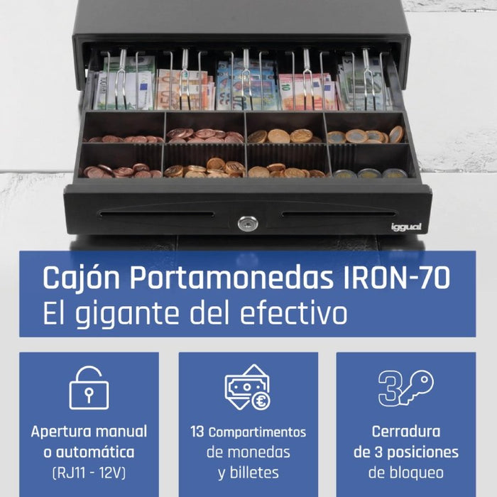 EAN 8435364317433 - iggual IRON-70 Cajón de efectivo automático y manual imagen 3