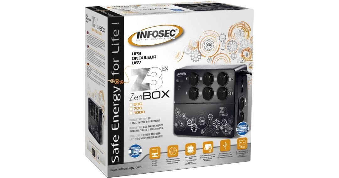 EAN 3700085660751 - Infosec Z3 Zenergy Box 700 sistema de alimentación ininterrumpida (UPS) 0,7 kVA 360 W 8 salidas AC imagen 3