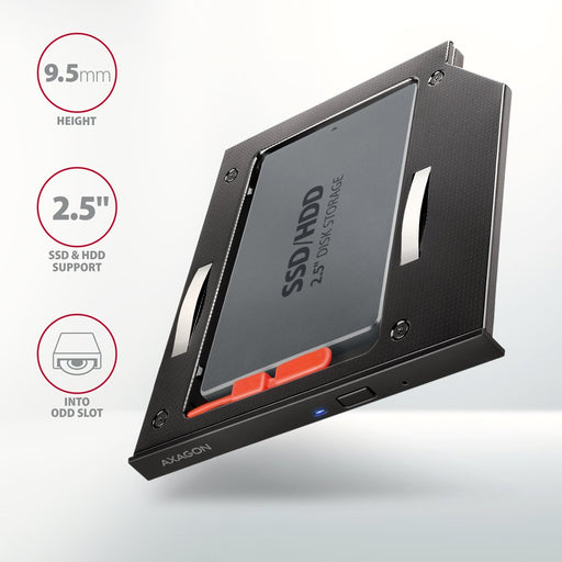 EAN 8595247906533 - Axagon RSS-CD09 2.5 SSD/HDD caddy into DVD slot 9.5 mm LED ALU tarjeta y adaptador de interfaz Interno SA imagen 2