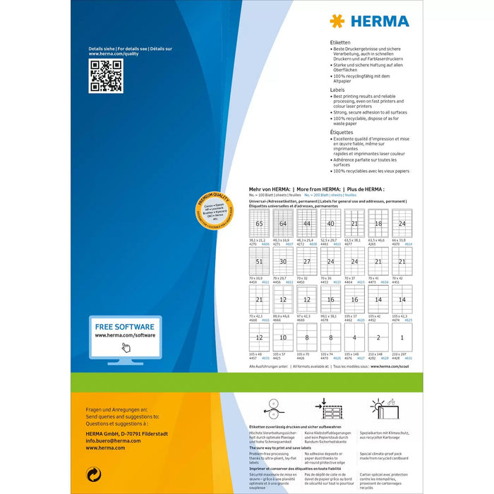 EAN 4008705046275 - HERMA 4627 etiqueta autoadhesiva Rectángulo Permanente Blanco 800 pieza(s) imagen 2