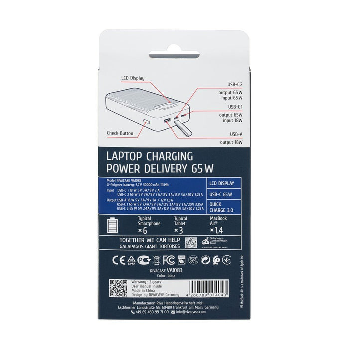 EAN 4260709014043 - Rivacase VA1083 batería externa Polímero de litio 30000 mAh Negro imagen 16