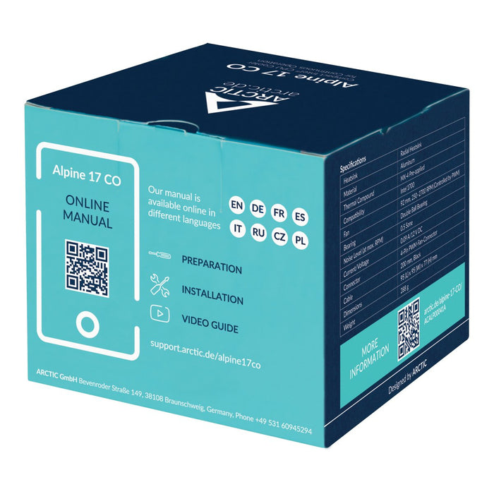 EAN 0840033401715 - ARCTIC Alpine 17 CO Procesador Refrigerador de aire 9,2 cm Negro, Plata 1 pieza(s) imagen 8