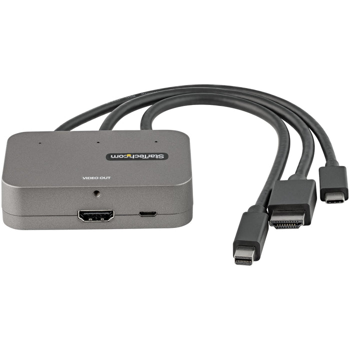 EAN 65030881104 - StarTech.com CDPHDMDP2HD adaptador de cable de vídeo 0,27 m HDMI + USB HDMI + Mini DisplayPort + USB Type-C imagen 3