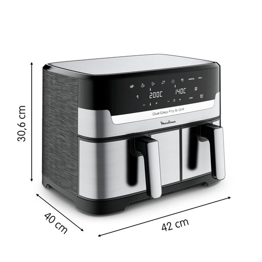 EAN 3045380023918 - Moulinex Dual Easy Fry EZ905D20 freidora Doble 8,3 L Independiente 2450 W Freidora de aire caliente Negro imagen 2