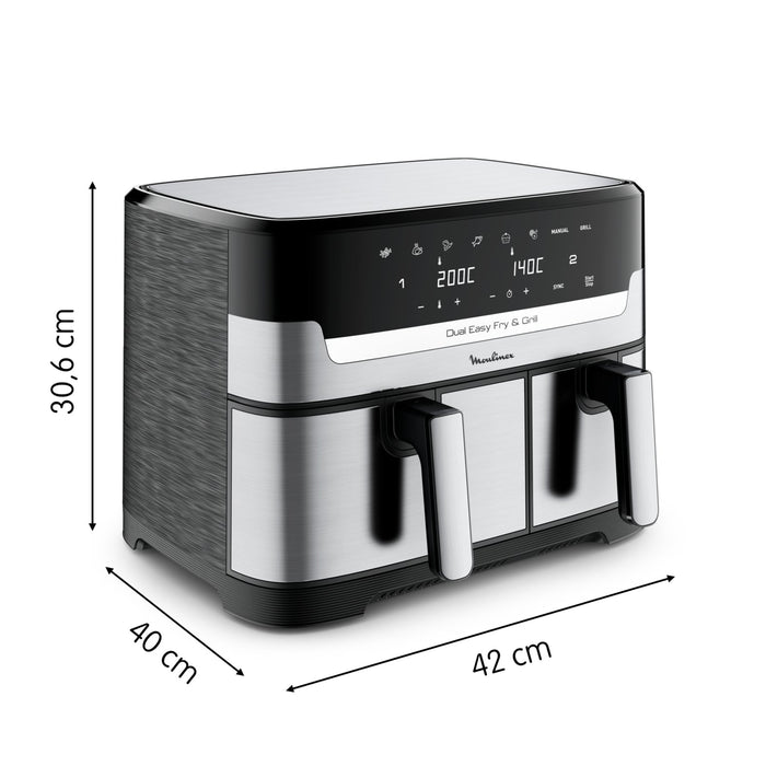 EAN 3045380023918 - Moulinex Dual Easy Fry EZ905D20 freidora Doble 8,3 L Independiente 2450 W Freidora de aire caliente Negro imagen 2