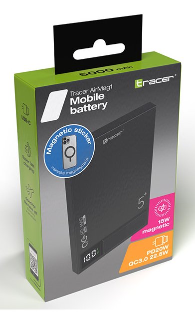 EAN 5907512876787 - Tracer AirMag1 Polímero de litio 5000 mAh Cargador inalámbrico Negro imagen 3