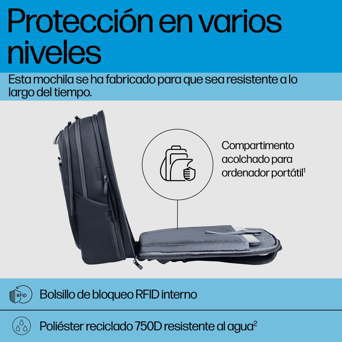 EAN 0198122966868 - HP Travel Plus 30 Liter 17 Laptop Backpack 43,9 cm (17.3") Azul imagen 5