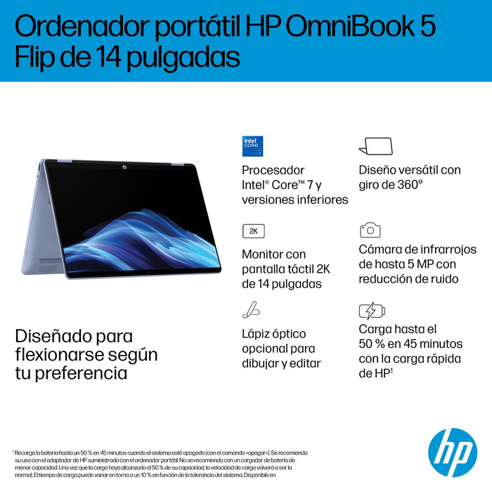 EAN 0199896061667 - HP OmniBook 5 Flip 2-in-1 Laptop 14-fp0044ns Intel Core 5 120U 35,6 cm (14") Pantalla táctil 2K 16 GB LPD imagen 9