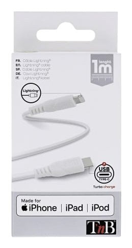 EAN 3303170093283 - T'nB CBLTC01WH cable de conector Lightning 1 m Blanco imagen 3