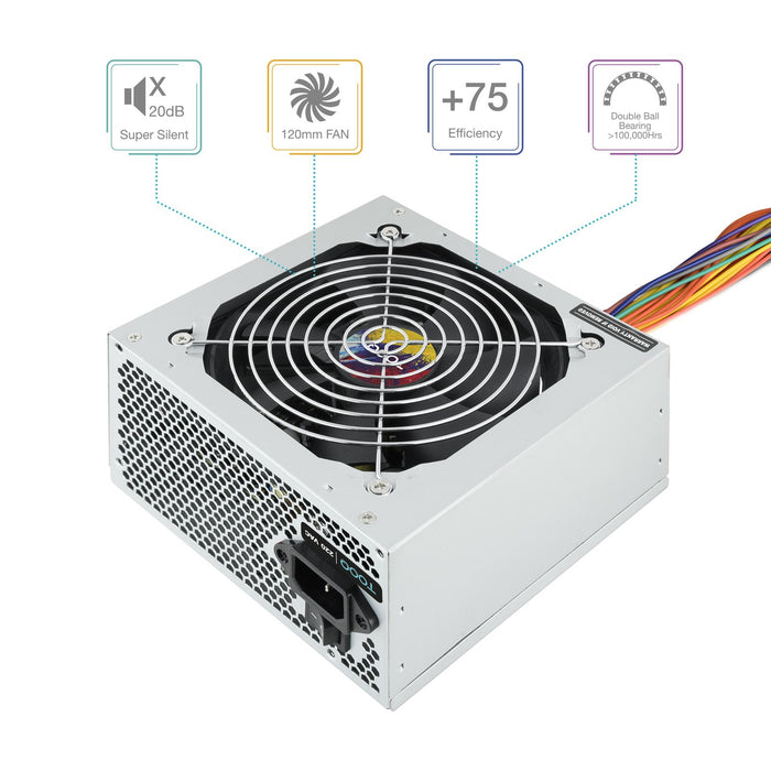 EAN 8433281010277 - TooQ TQAPOLO-550SP unidad de fuente de alimentación 550 W 20+4 pin ATX ATX Plata imagen 3