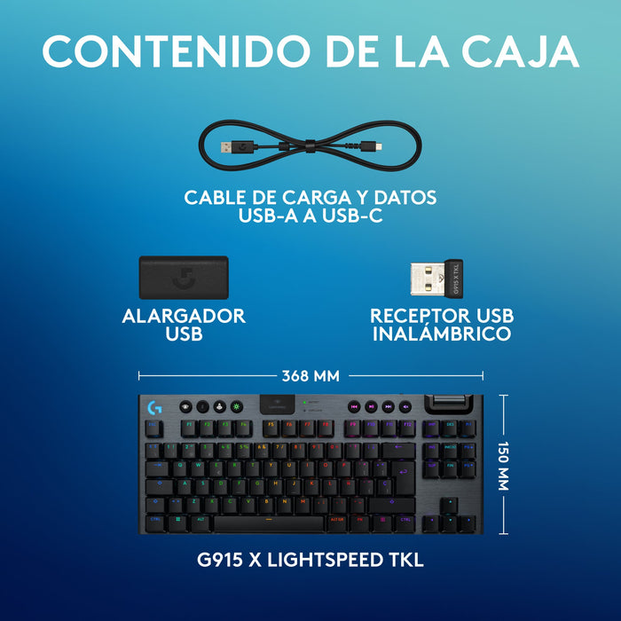 EAN 5099206121775 - Logitech G G915 X LIGHTSPEED TKL teclado Juego USB + RF Wireless + Bluetooth QWERTY Español Negro imagen 9