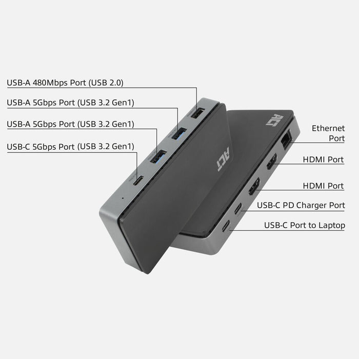 EAN 8716065557107 - ACT AC7093 base para portátil y replicador de puertos Alámbrico USB 3.2 Gen 1 (3.1 Gen 1) Type-C Negro, G imagen 4