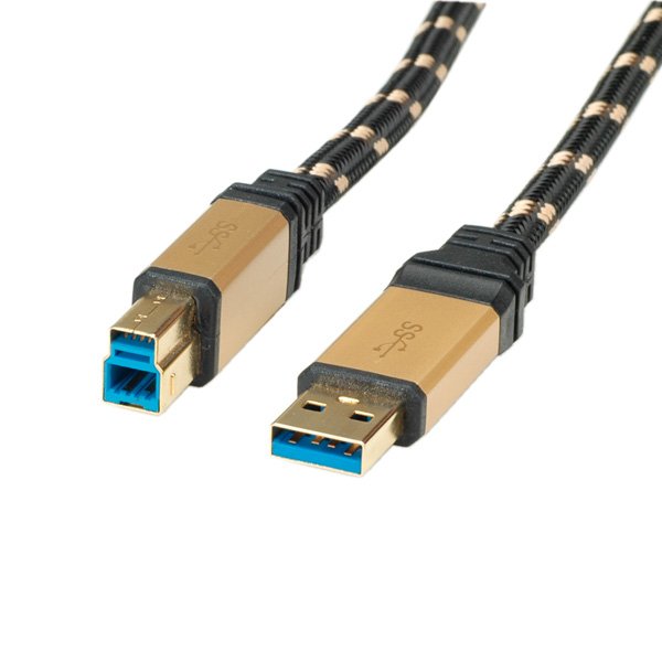 EAN 7611990195565 - ROLINE 11.02.8902 cable USB USB 3.2 Gen 1 (3.1 Gen 1) 1,8 m USB A USB B Negro, Oro imagen 1
