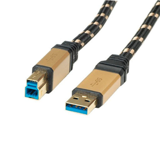 EAN 7611990125418 - ROLINE 11.02.8900 cable USB USB 3.2 Gen 1 (3.1 Gen 1) 0,8 m USB A USB B Negro, Oro imagen 1