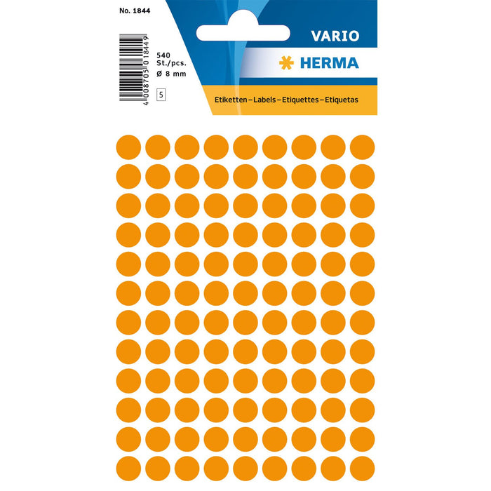 EAN 4008705018449 - HERMA 1844 etiqueta autoadhesiva Círculo Naranja 540 pieza(s) imagen 1
