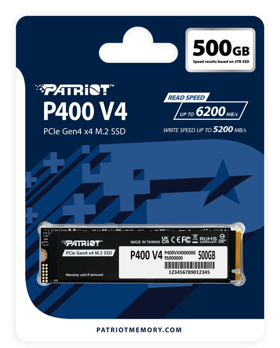 EAN 4711378421644 - Patriot Memory P400 V4 500 GB M.2 PCI Express 4.0 NVMe imagen 4