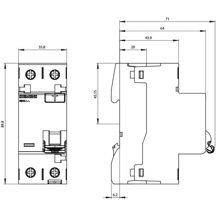 EAN 4001869429632 - Siemens 5SV3312-6 corta circuito Interruptor diferencial Tipo A 2P imagen 8