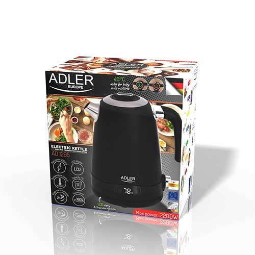 EAN 5902934839266 - Adler AD 1295b tetera eléctrica 1 L 2200 W Negro, Acero inoxidable imagen 8