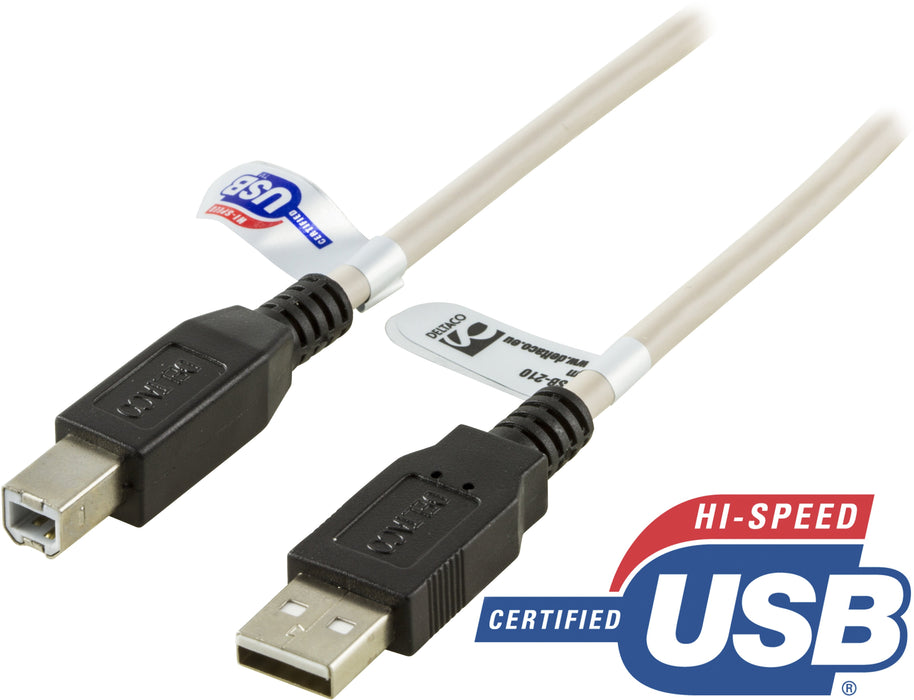 EAN 7340004610243 - Deltaco USB-210 cable USB USB 2.0 1 m USB A USB B Gris imagen 1