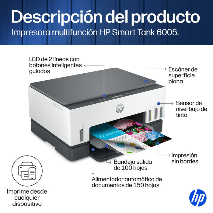 EAN 0196068257002 - HP Smart Tank 6005 All in One Printer Inyección de tinta térmica A4 4800 x 1200 DPI 12 ppm Wifi imagen 14
