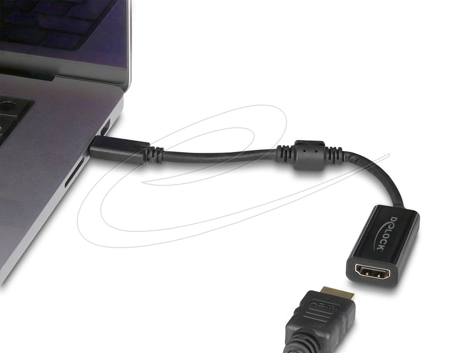 EAN 4043619610853 - DeLOCK 61085 adaptador de cable de vídeo 0,15 m USB Tipo C HDMI Negro imagen 2