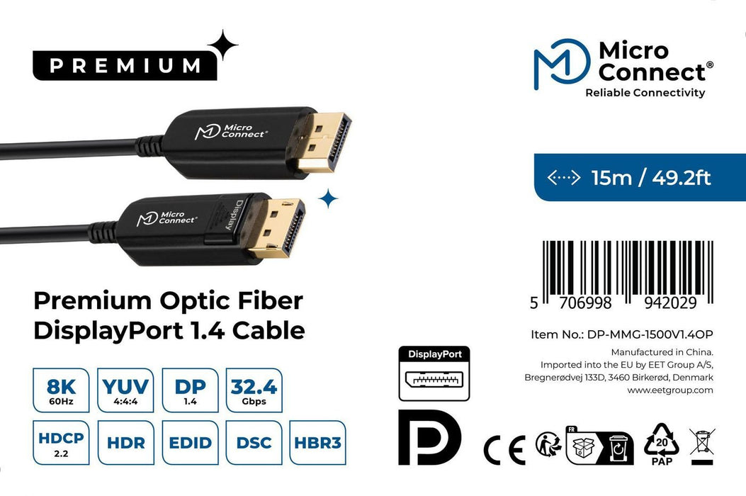 EAN 5706998942029 - Microconnect DP-MMG-1500V1.4OP cable DisplayPort 15 m Negro imagen 3