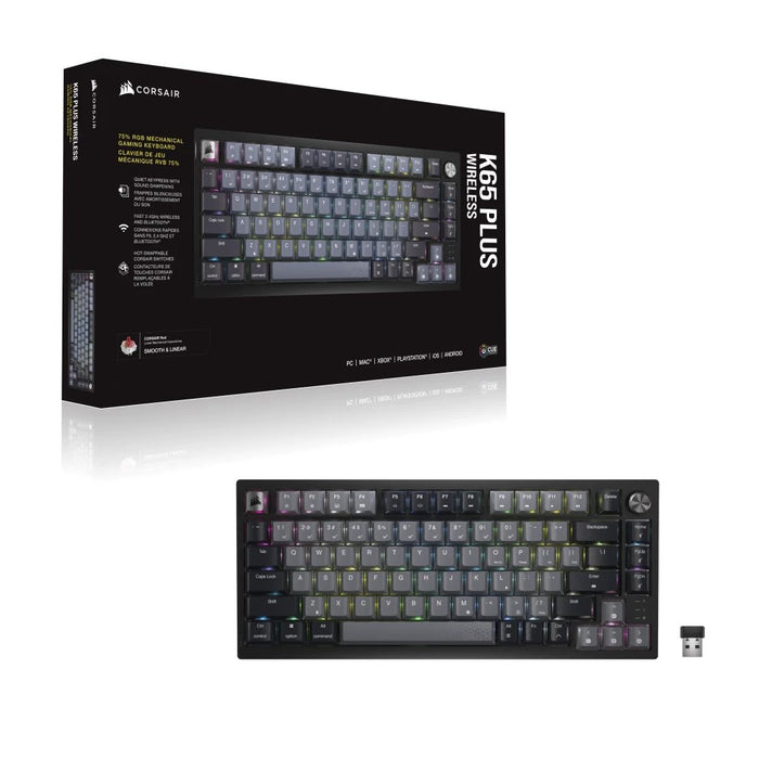 EAN 840006665571 - Corsair K65 PLUS teclado Juego RF inalámbrica + USB AZERTY Francés Negro imagen 5